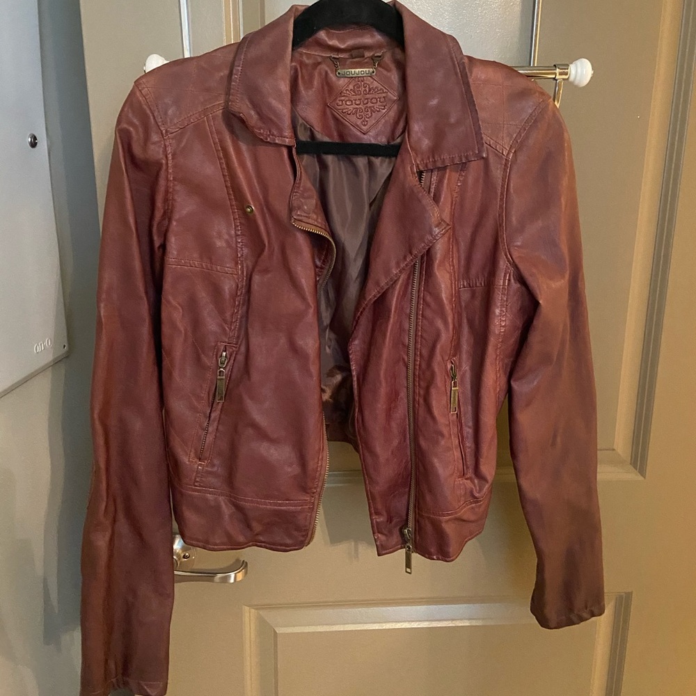 Brown Jou Jou faux leather jacket